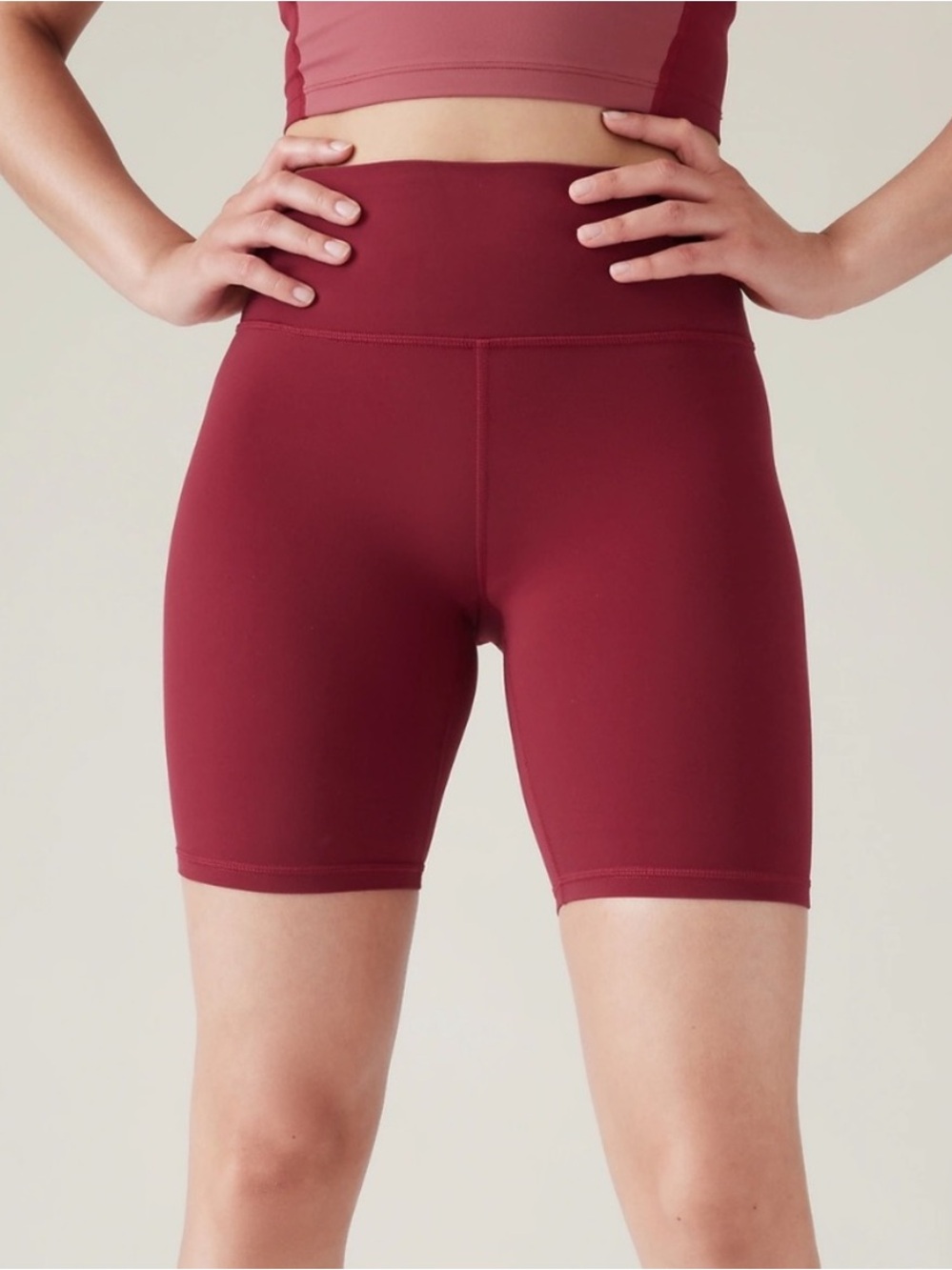 Athleta Transcend 7” Biker Shorts Red XL